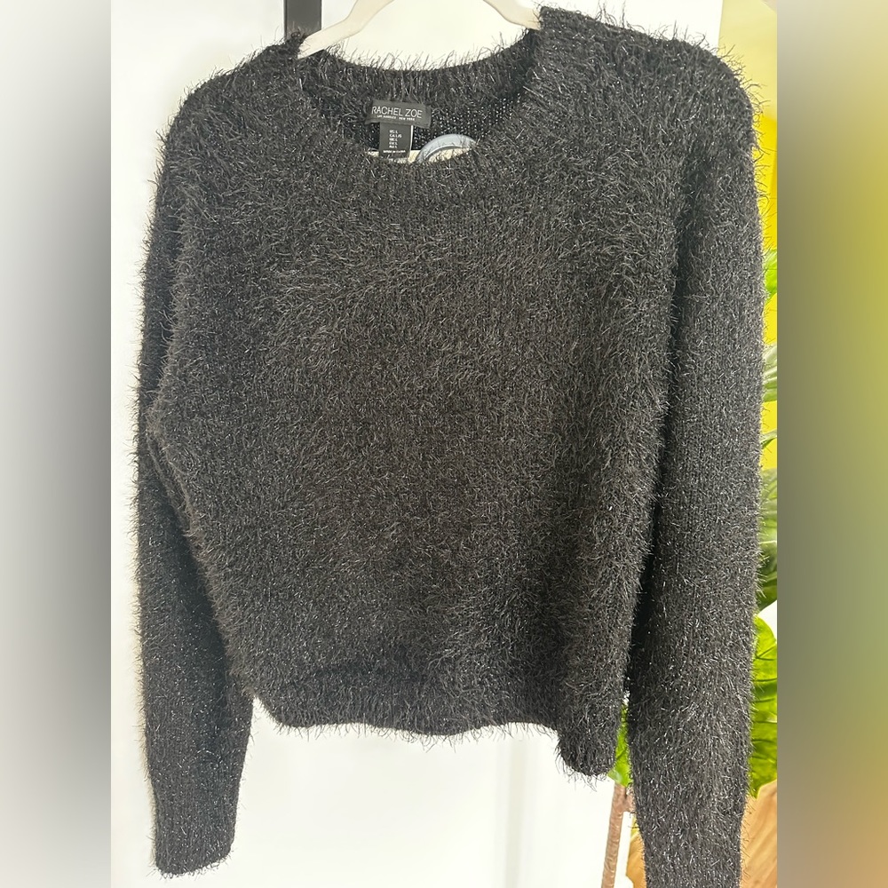 Rachel Zoe cute sweater black metallic, size large